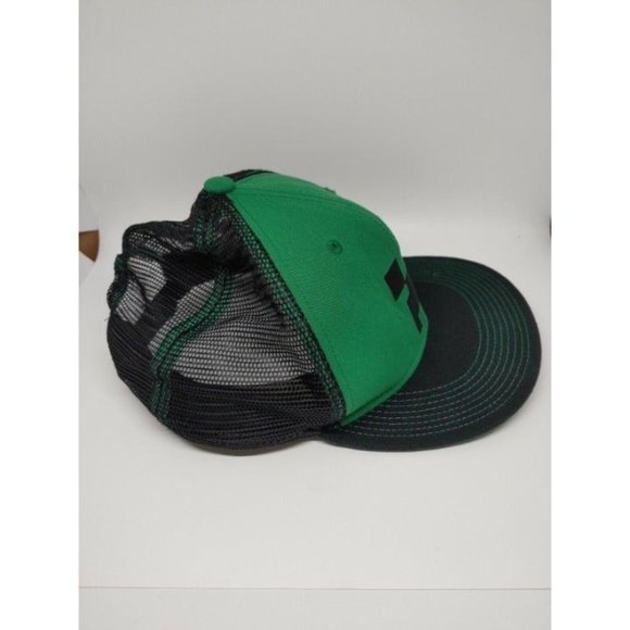 Flat Fitty Minecraft Creeper Green & Black Mesh Trucker Snapback Hat Cap Sandbox - Picture 4 of 8